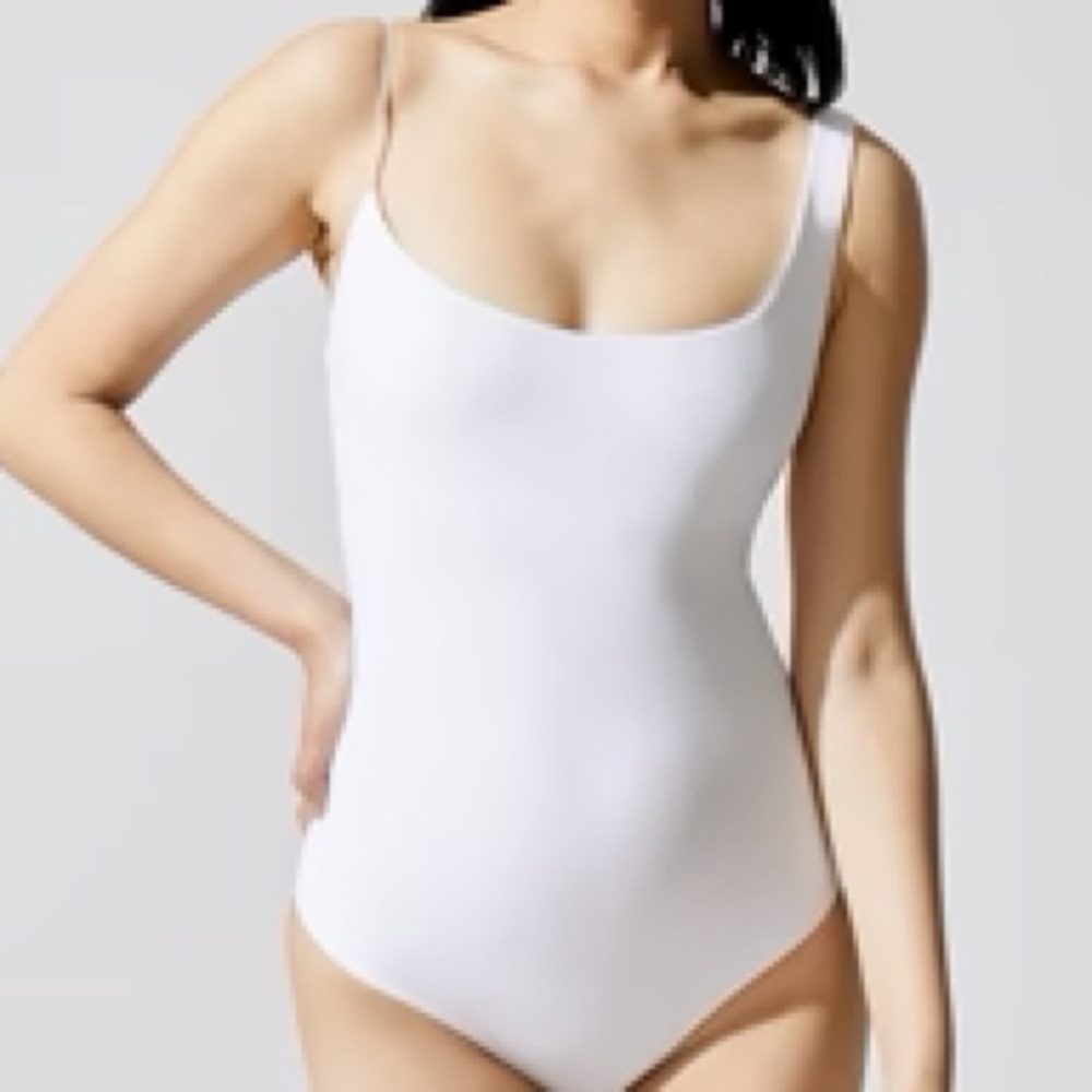Alix NYC NWT Gracie Asymmetrical Strap White Thong Bodysuit